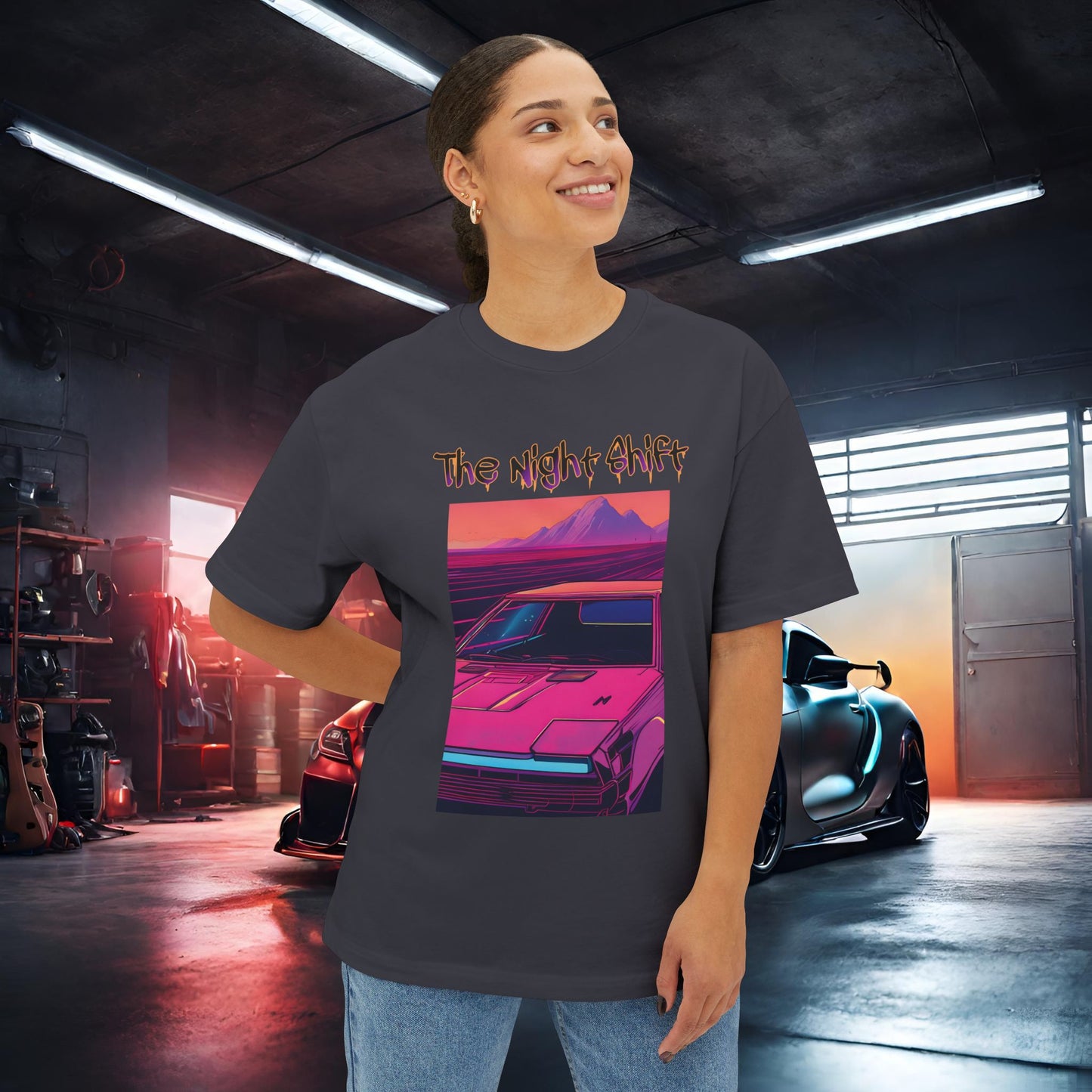 Nostalgic Synthwave-Premium, Ultra Soft Unisex Oversized Boxy Tee