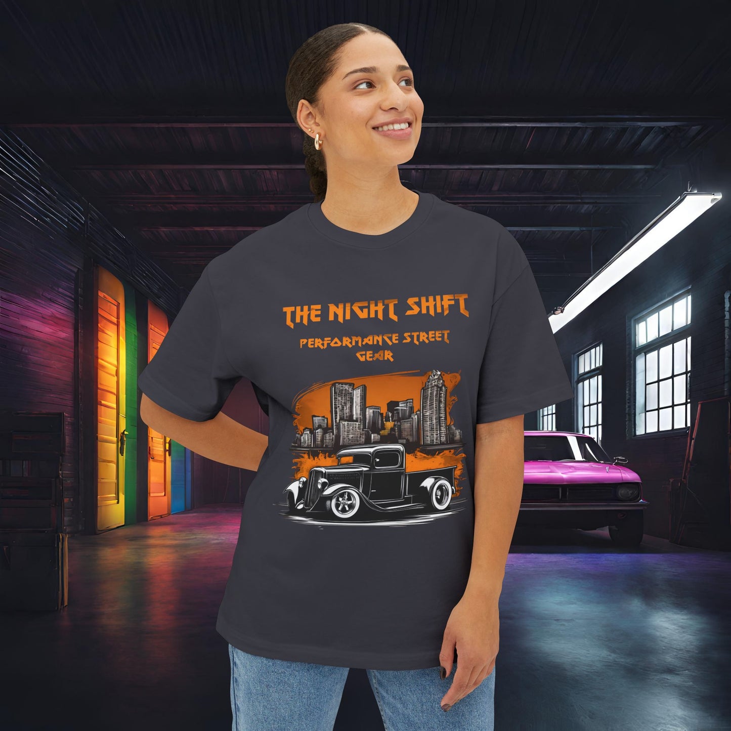 1930's Hot Rod Pick Up Urban Streets-Premium, Ultra Soft Unisex Oversized Boxy Tee