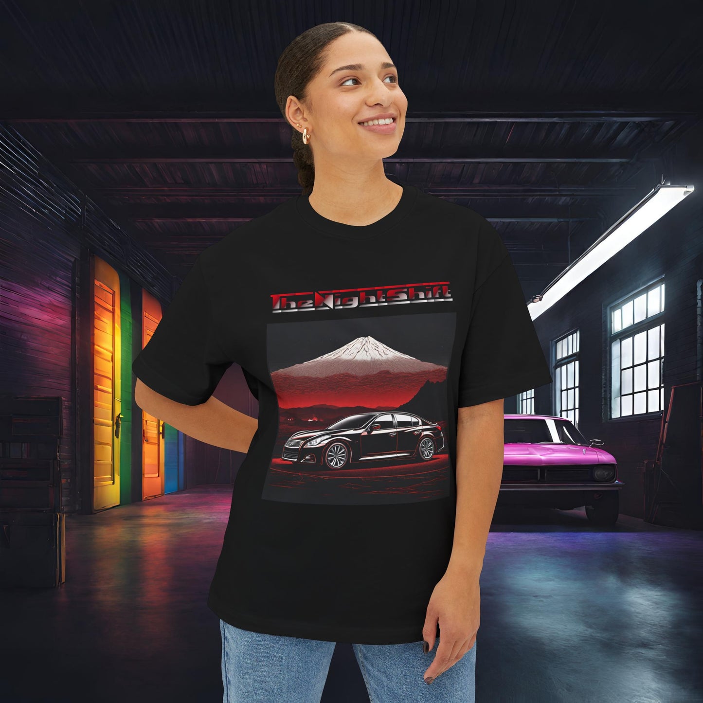 Infiniti G37 Sedan Mt Fuji-Premium, Ultra Soft, Unisex Oversized Boxy Tee