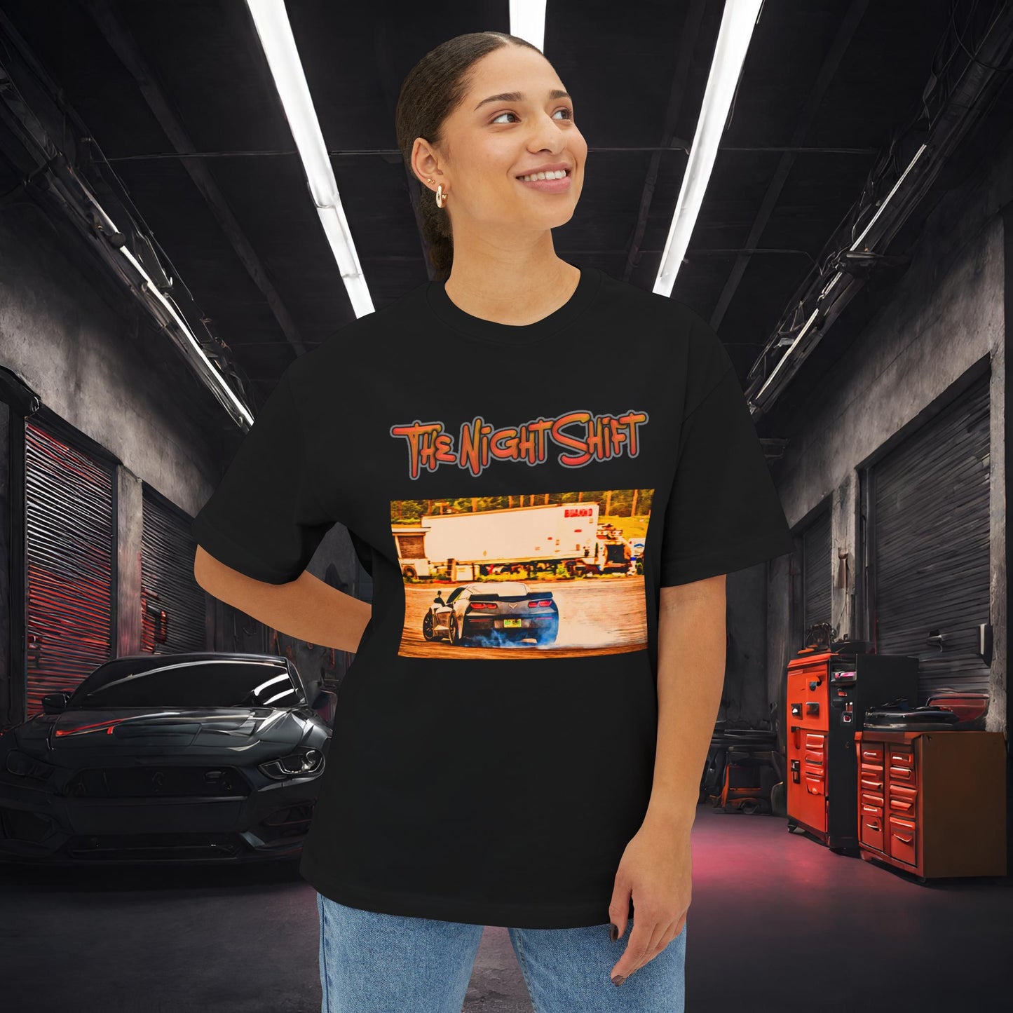 Chevy Corvette C7 Drifting Lebanon Valley-Premium, Ultra Soft Unisex Oversized Boxy Tee