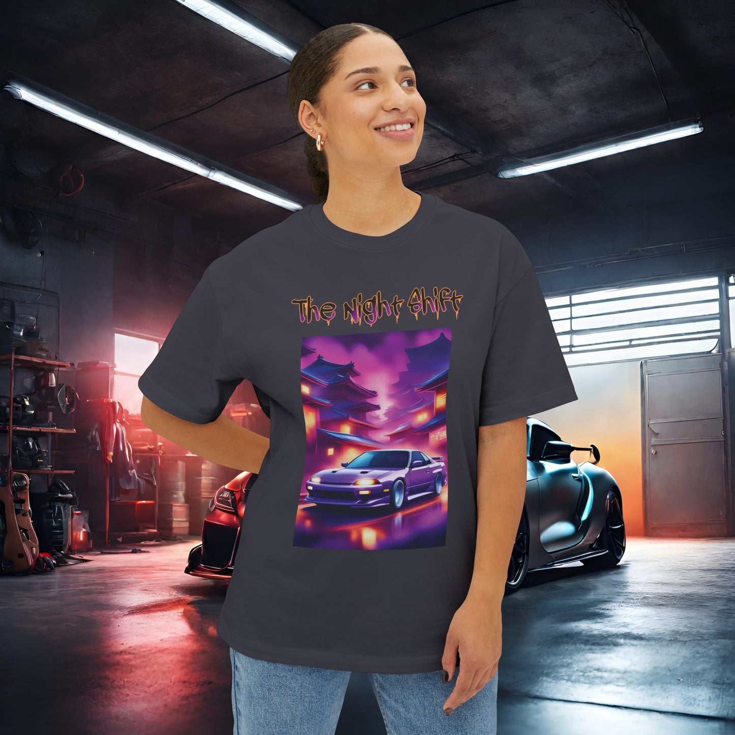 Nissan 240sx Silvia Japanese Traditional Village-Unisex Oversized Boxy Tee