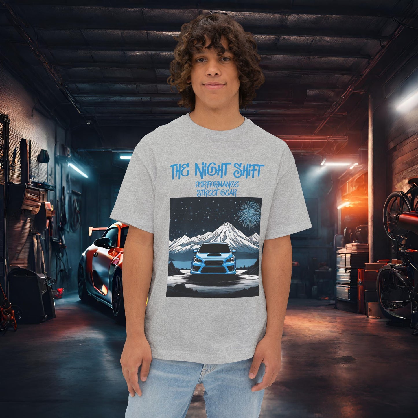 Subaru WRX Fireworks In The Mountains-Premium, Ultra Soft Unisex Oversized Boxy Tee