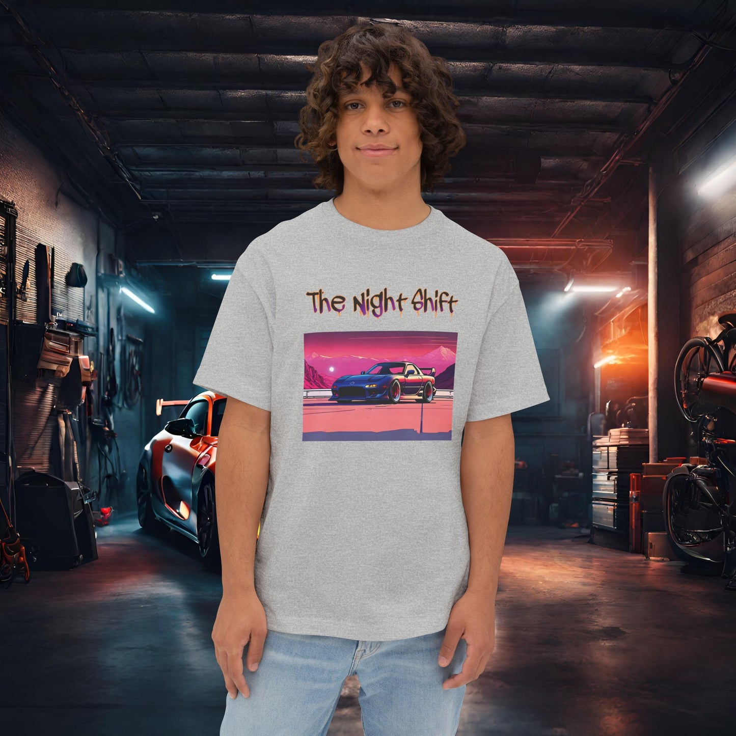 Mazda RX7 Synthwave-Premium, Ultra Soft Unisex Oversized Boxy Tee