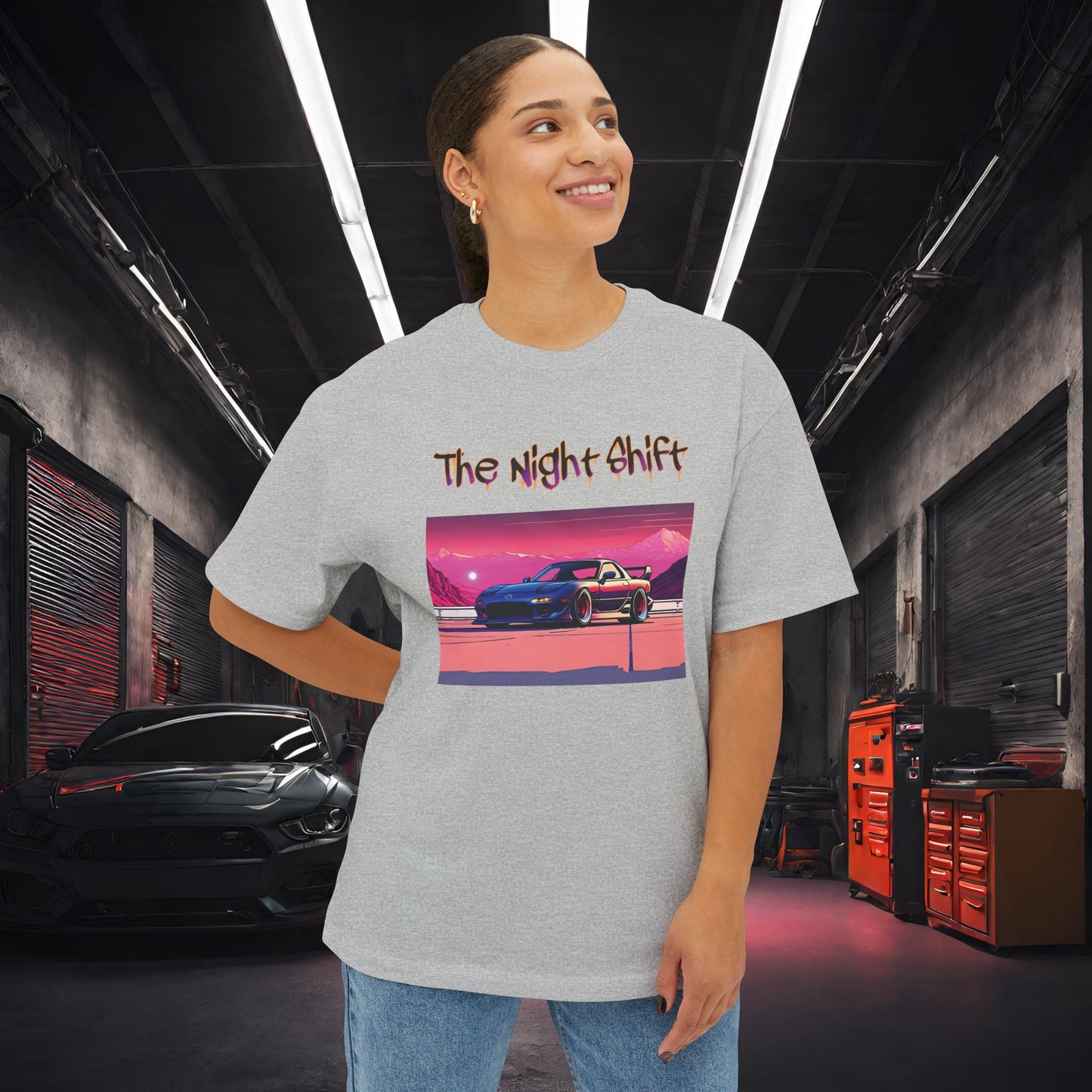 Mazda RX7 Synthwave-Premium, Ultra Soft Unisex Oversized Boxy Tee