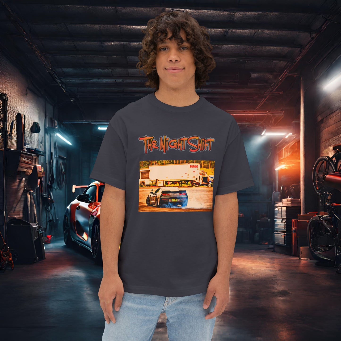 Chevy Corvette C7 Drifting Lebanon Valley-Premium, Ultra Soft Unisex Oversized Boxy Tee