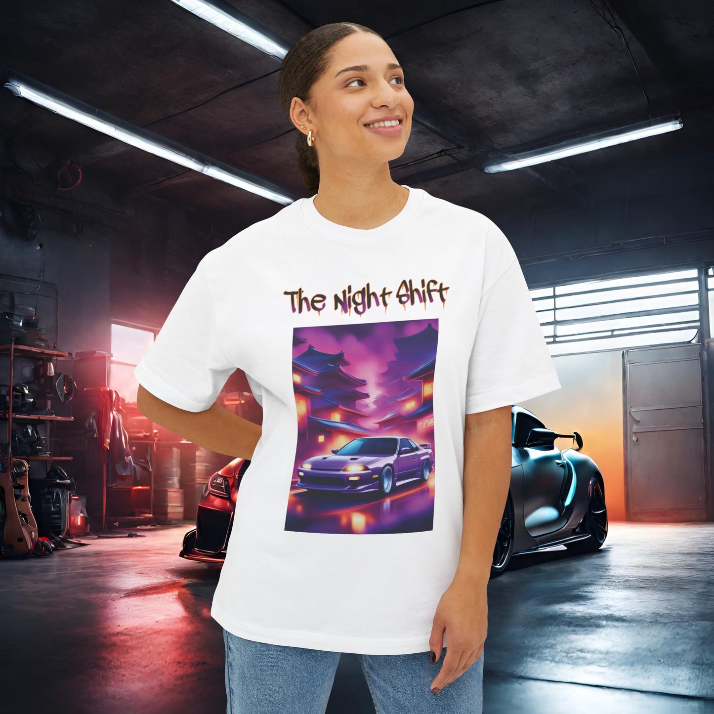 Nissan 240sx Silvia Japanese Traditional Village-Unisex Oversized Boxy Tee