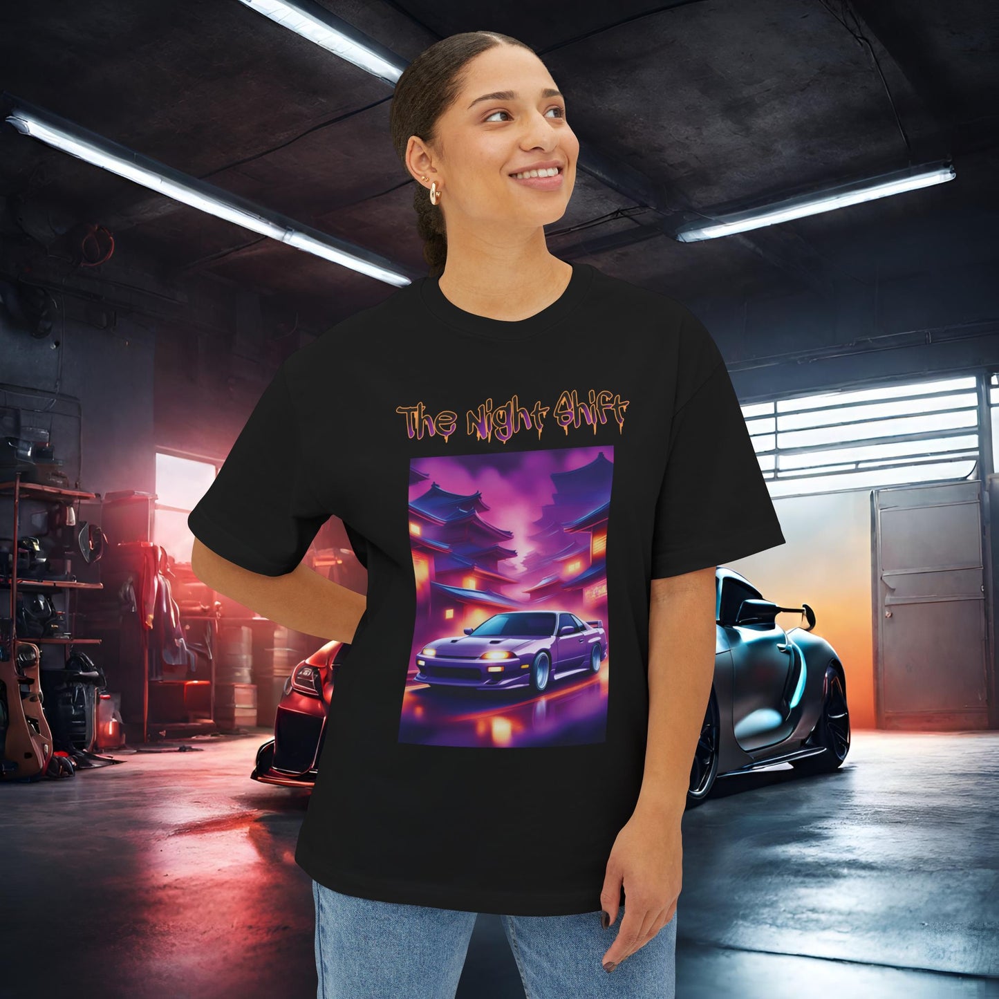 Nissan 240sx Silvia Japanese Traditional Village-Unisex Oversized Boxy Tee