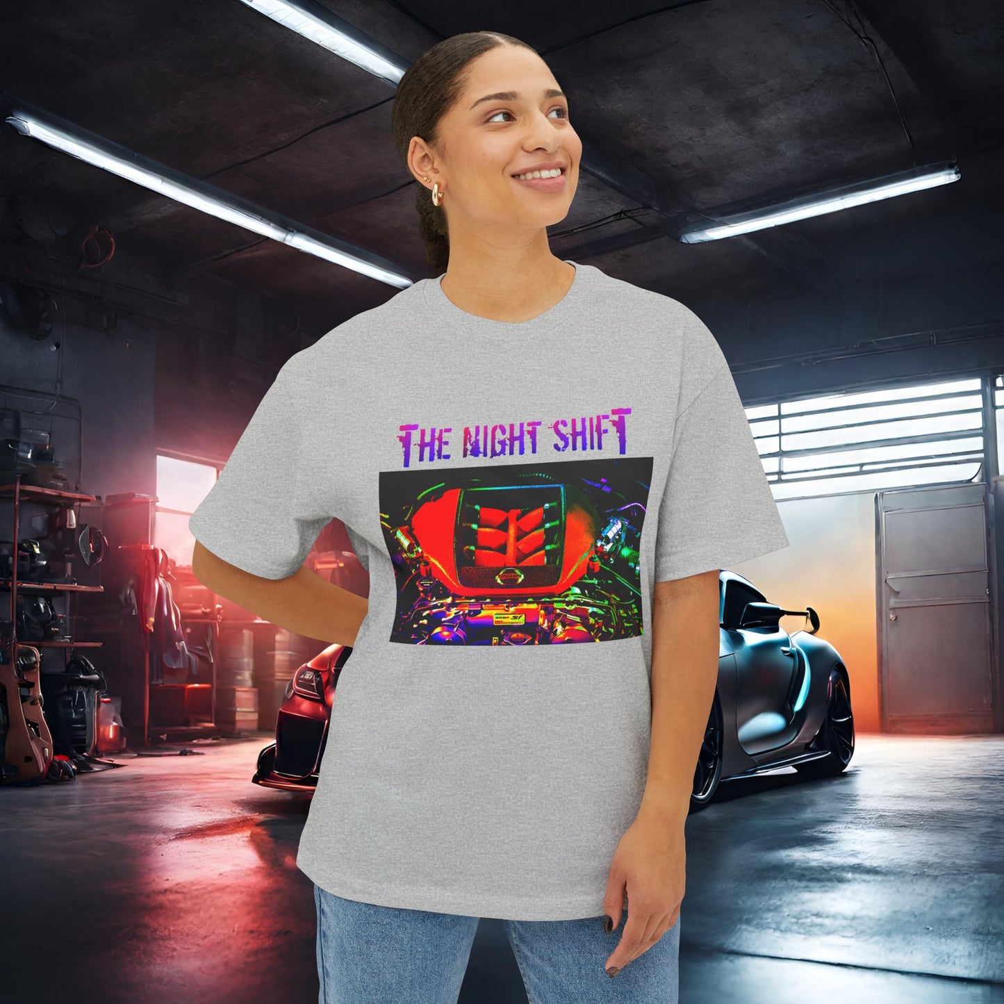 VR38DETT Synthwave-Premium, Ultra SoftUnisex Oversized Boxy Tee