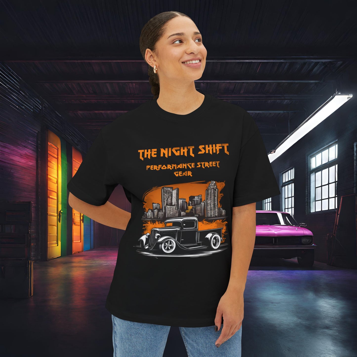 1930's Hot Rod Pick Up Urban Streets-Premium, Ultra Soft Unisex Oversized Boxy Tee