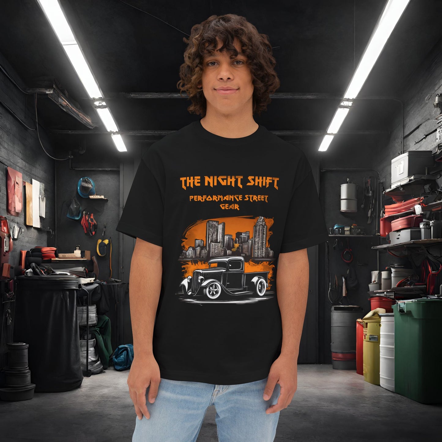 1930's Hot Rod Pick Up Urban Streets-Premium, Ultra Soft Unisex Oversized Boxy Tee