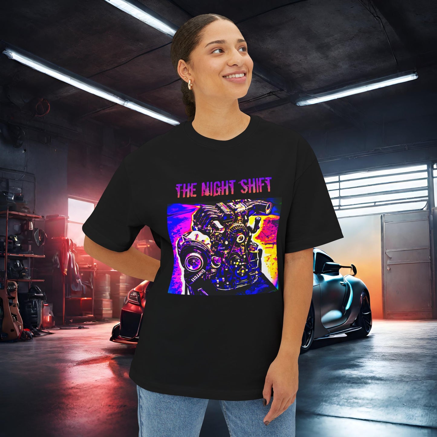 13B-REW Synthwave-Premium, Ultra Soft Unisex Oversized Boxy Tee