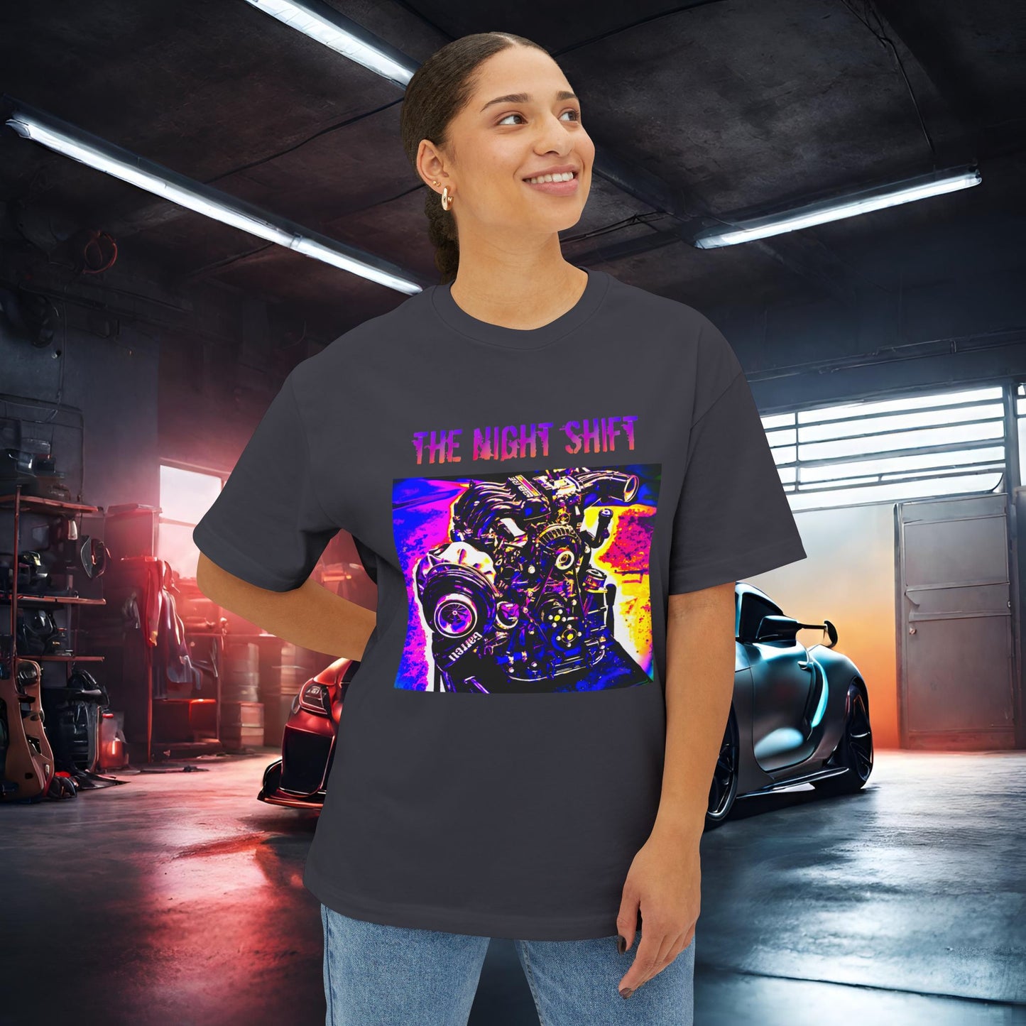 13B-REW Synthwave-Premium, Ultra Soft Unisex Oversized Boxy Tee