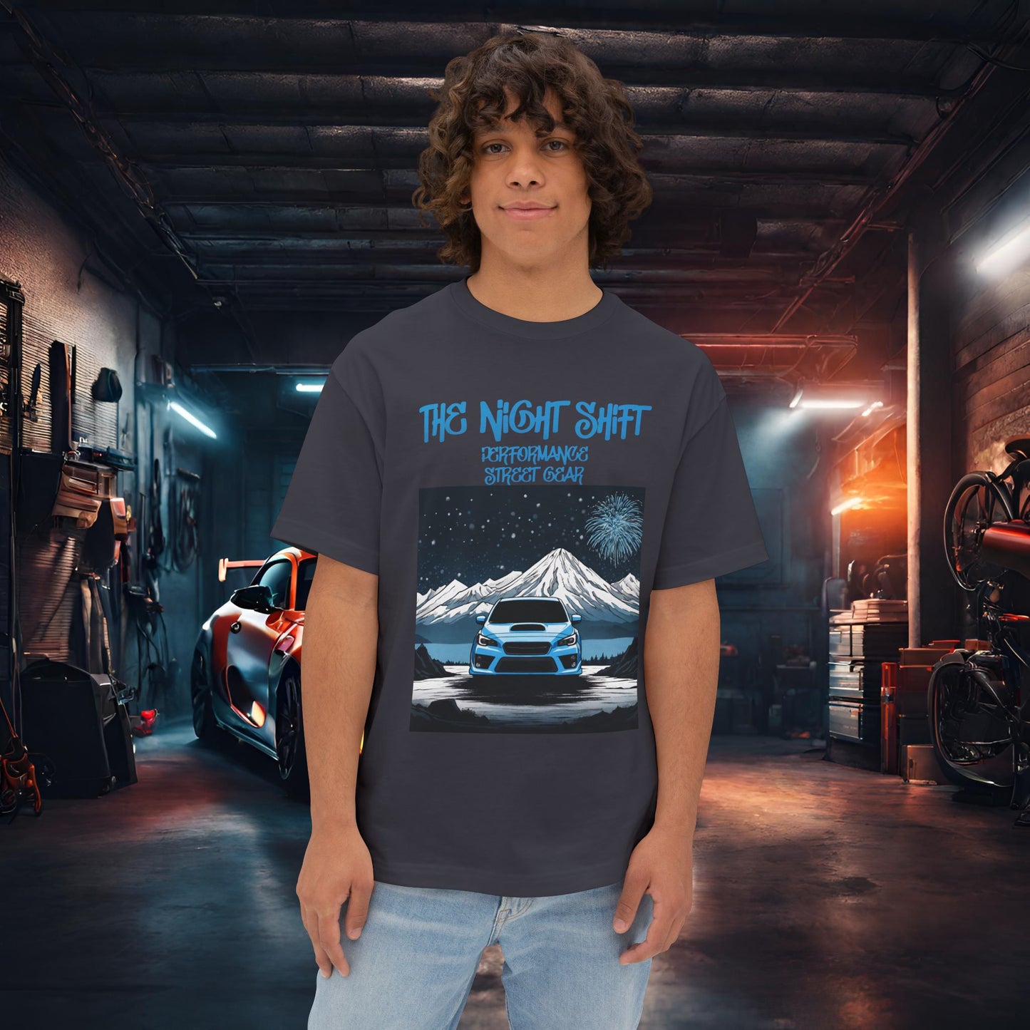 Subaru WRX Fireworks In The Mountains-Premium, Ultra Soft Unisex Oversized Boxy Tee