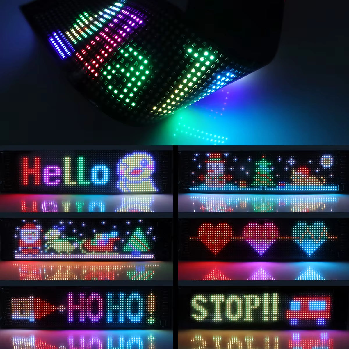 LED Matrix Pixel Screen Panel USB 5V Addressable Scrolling Sign LED Display Bluetooth DIY RGB Pattern Graffiti Text for Car Shop