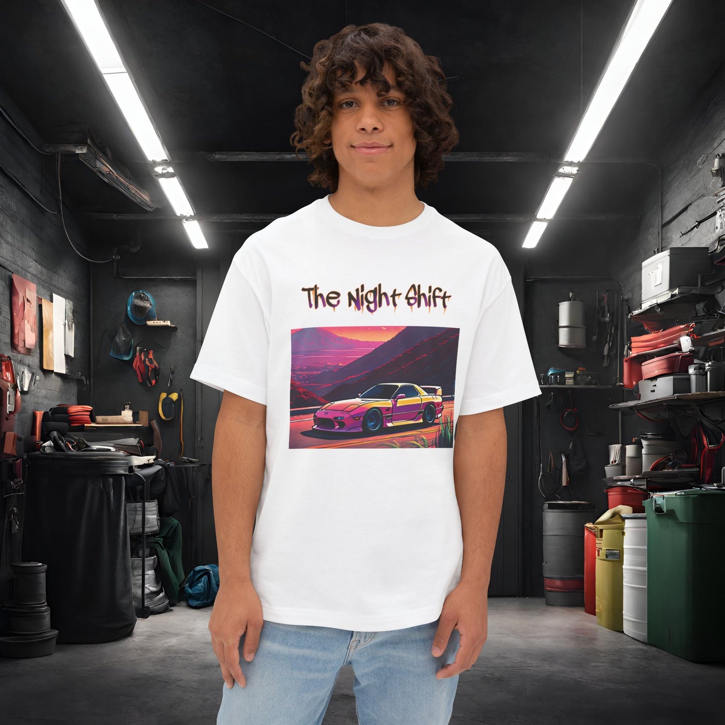 Mazda RX7 Synthwave-Premium, Ultra Soft Unisex Oversized Boxy Tee