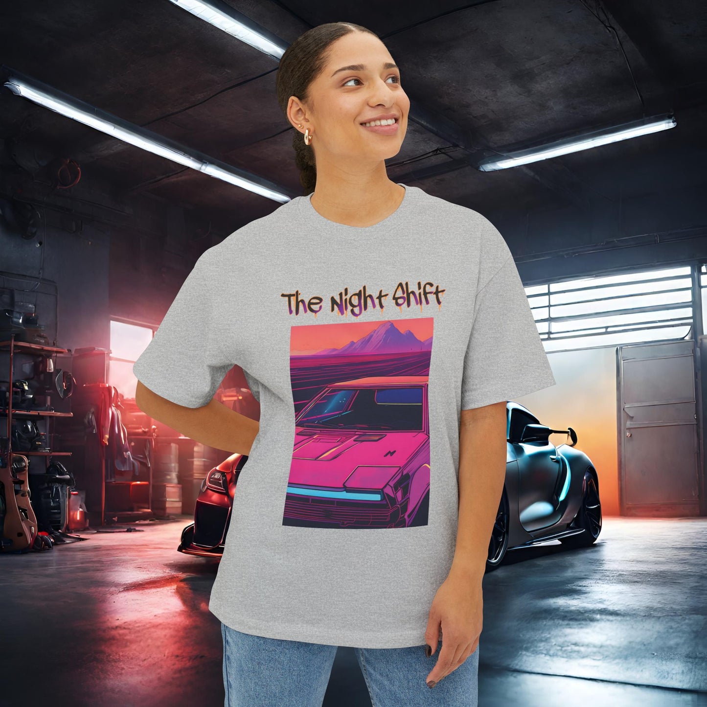 Nostalgic Synthwave-Premium, Ultra Soft Unisex Oversized Boxy Tee