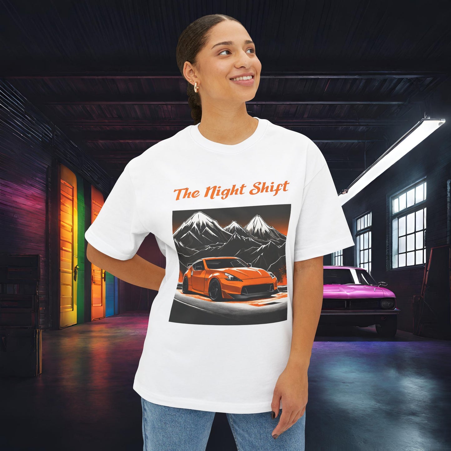 Nissan 370 Mountains-Premium, Ultra Soft, Unisex Oversized Boxy Tee