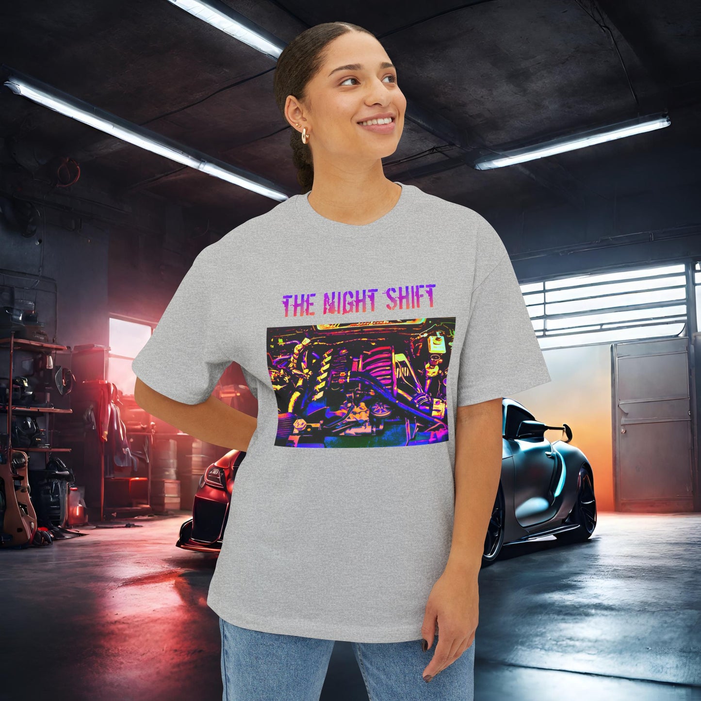 S50B32 Synthwave-Premium, Ultra Soft Unisex Oversized Boxy Tee