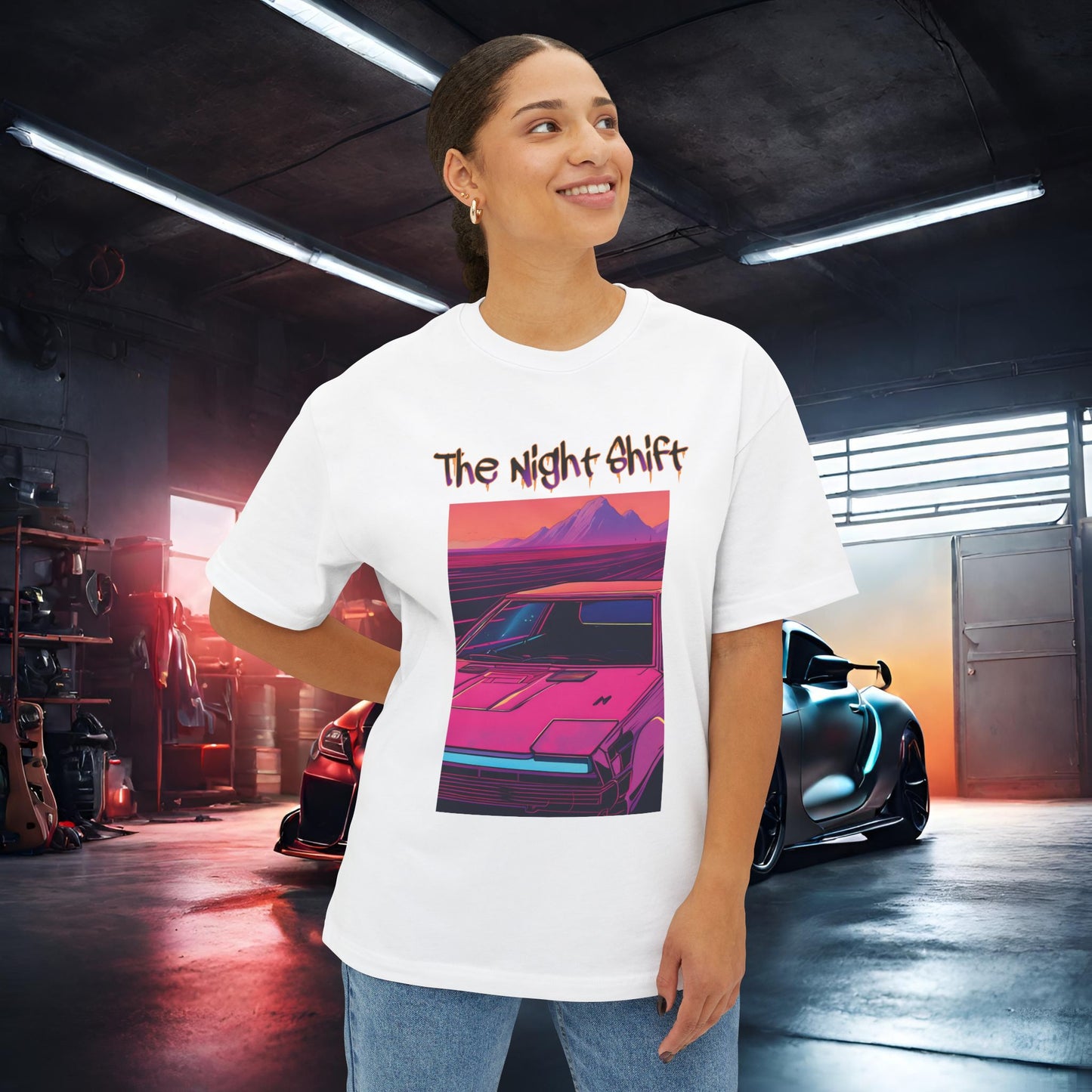 Nostalgic Synthwave-Premium, Ultra Soft Unisex Oversized Boxy Tee