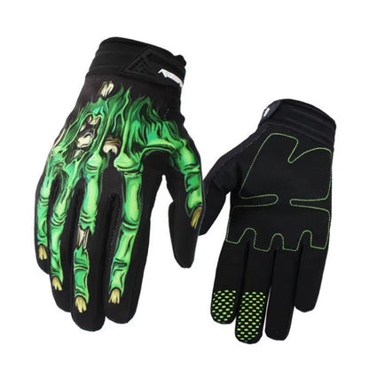 Men Women Motorcycle Cycling Gloves Racing Full Finger Gloves Skull Skeleton Goth Unisex