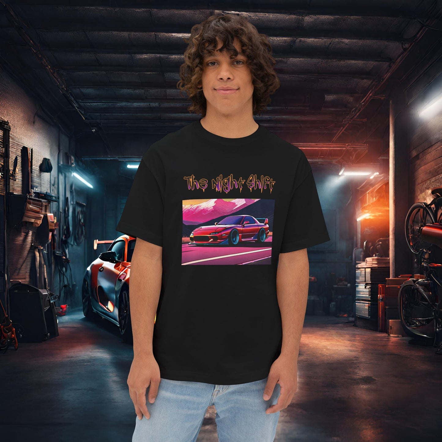 Mazda RX7 Synthwave-Premium, Ultra Soft Unisex Oversized Boxy Tee