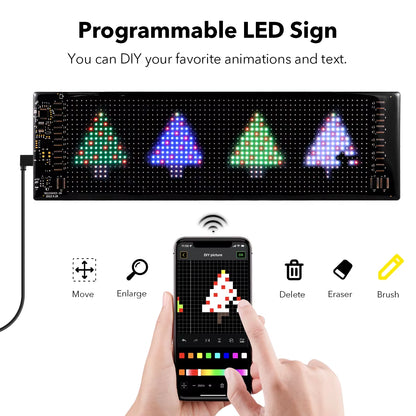 LED Matrix Pixel Screen Panel USB 5V Addressable Scrolling Sign LED Display Bluetooth DIY RGB Pattern Graffiti Text for Car Shop