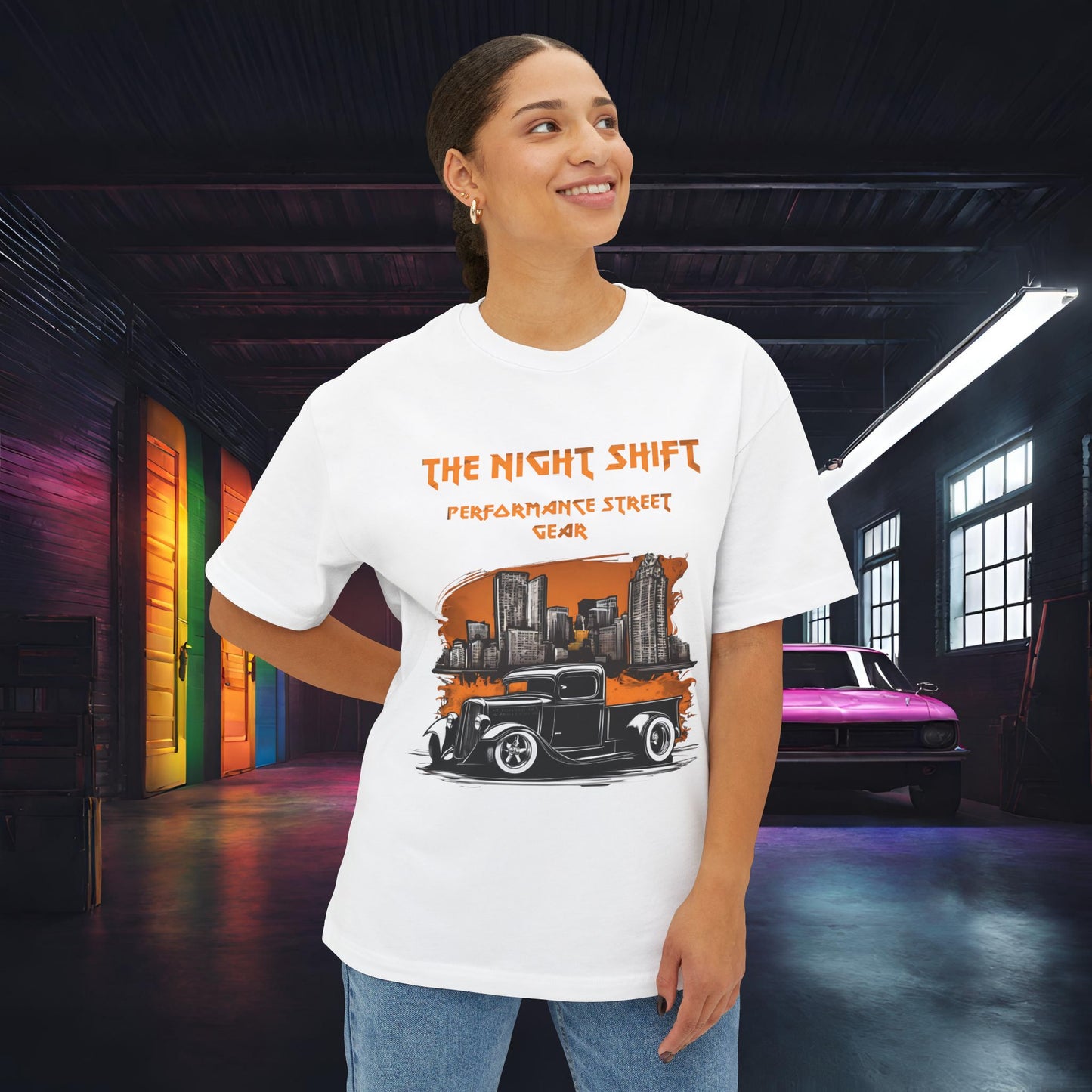 1930's Hot Rod Pick Up Urban Streets-Premium, Ultra Soft Unisex Oversized Boxy Tee