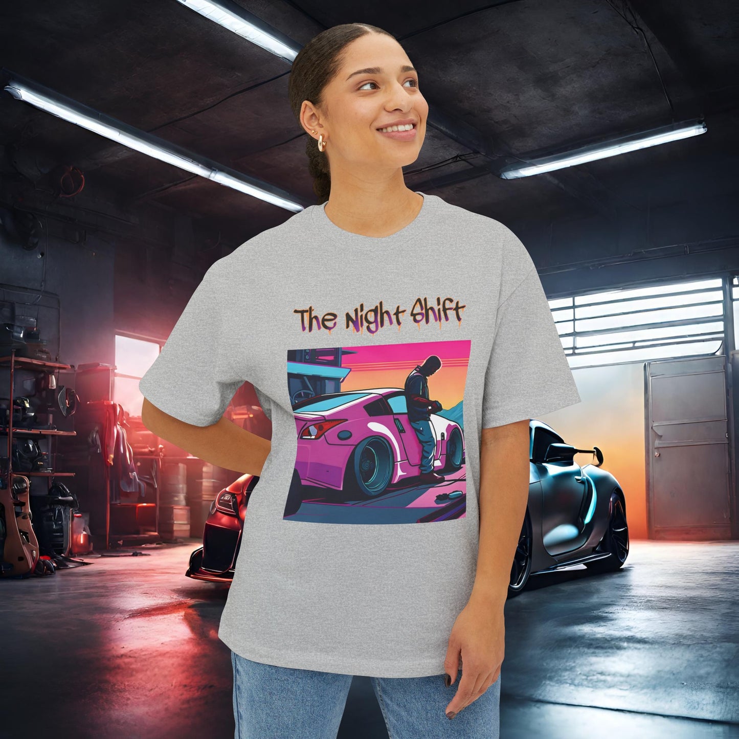 Nissan 370z Synthwave-Premium, Ultra Soft Unisex Oversized Boxy Tee