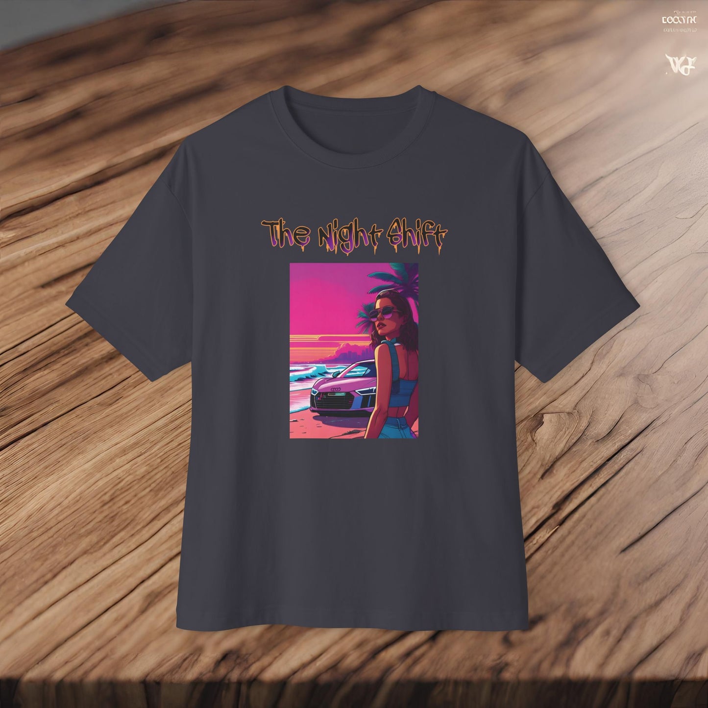 Audi R8 Beach Cruise Synthwave-Premium, Ultra Soft Unisex Oversized Boxy Tee