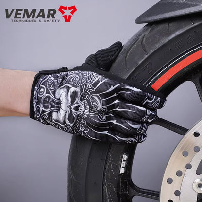 Summer Motorcycle Gloves Men Skull Mesh Moto Gloves Motorcyclist Touch Screen Biker Gloves Guantes Moto Black VE-203