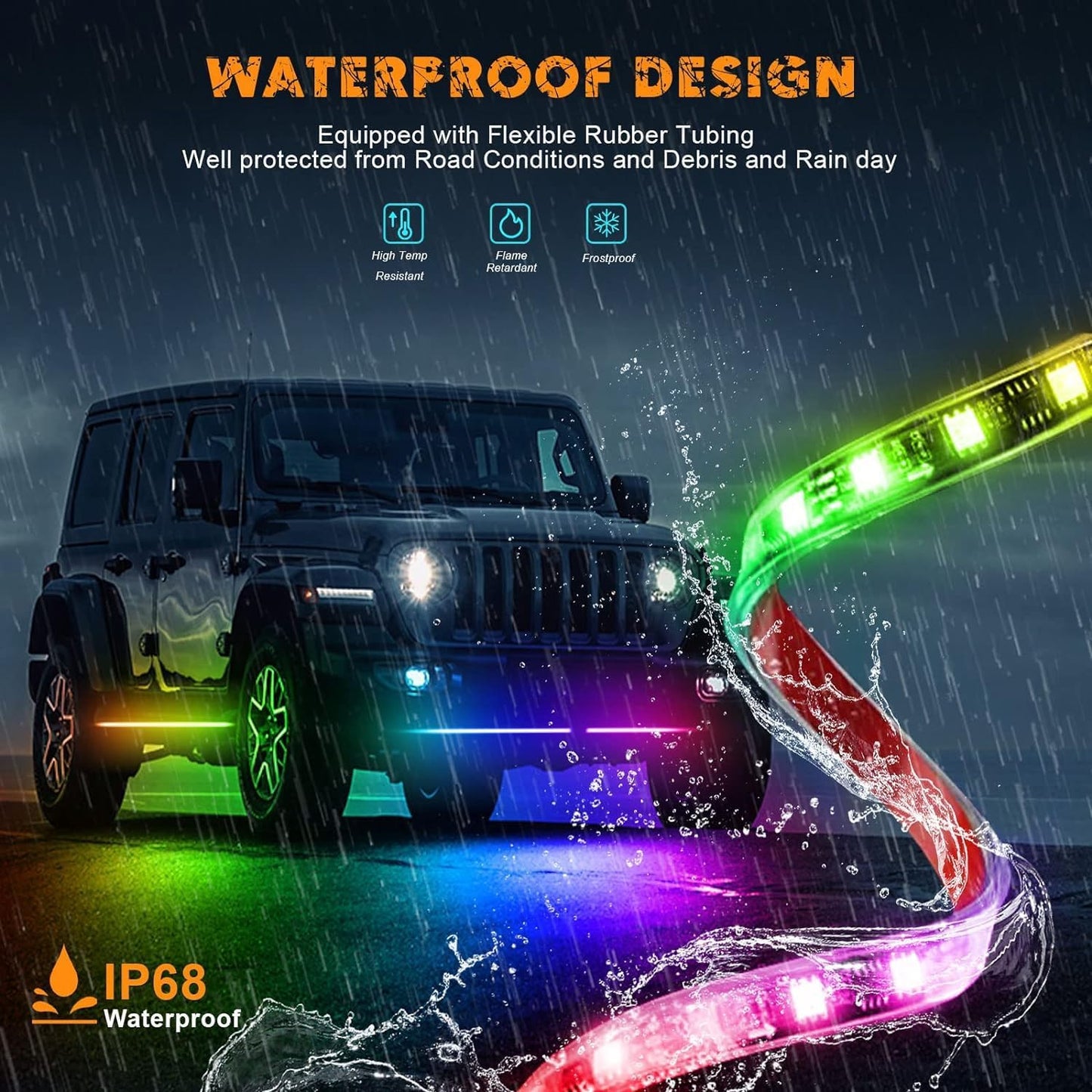 Car Underglow LED Lights,4 Pcs Dream Color Chasing Strip Lights with Wireless APP & Remote Control,Exterior Car Neon Accent Lights Kit with 16 Million Colors Sync to Music,Dc12 for Cars, Trucks, Boats