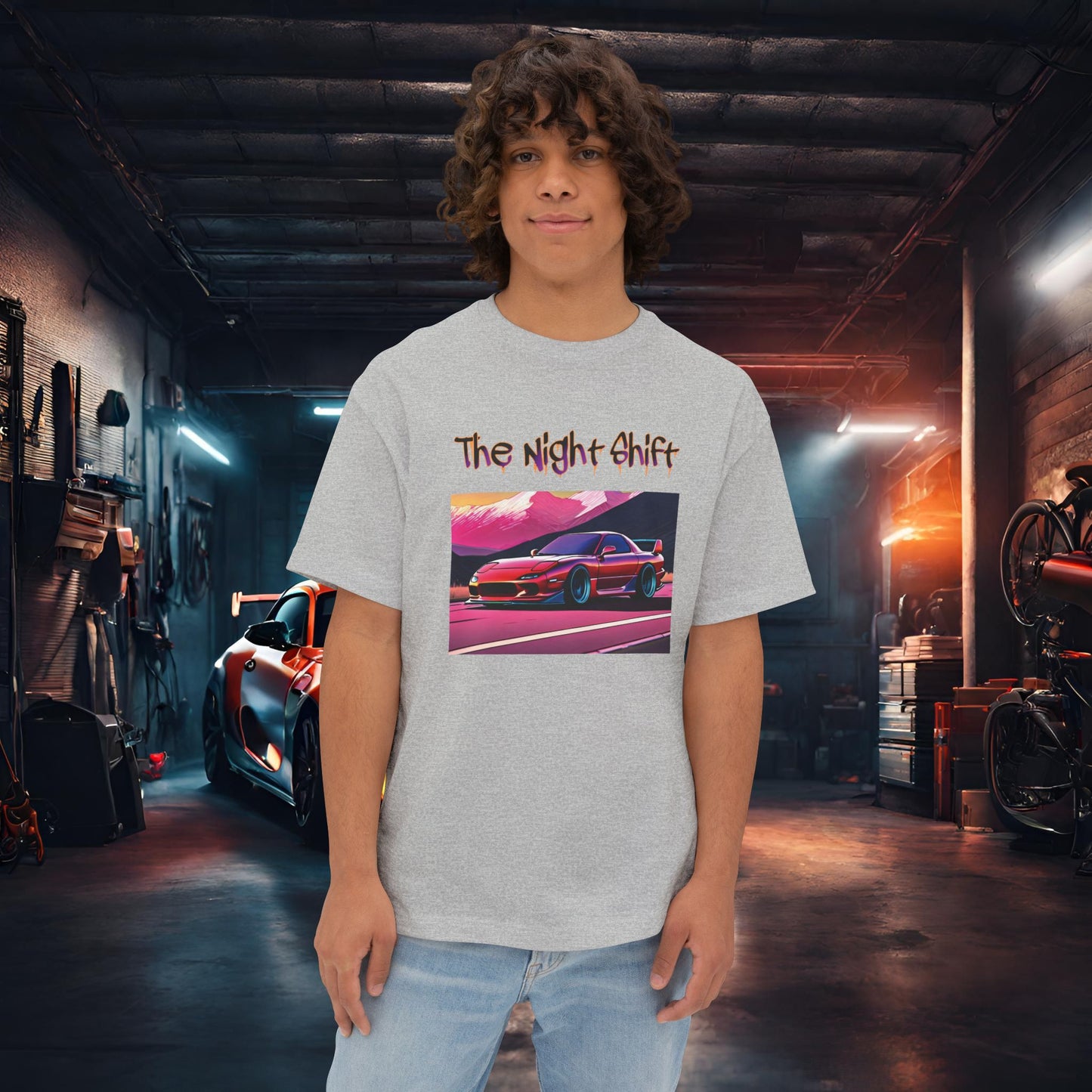 Mazda RX7 Synthwave-Premium, Ultra Soft Unisex Oversized Boxy Tee