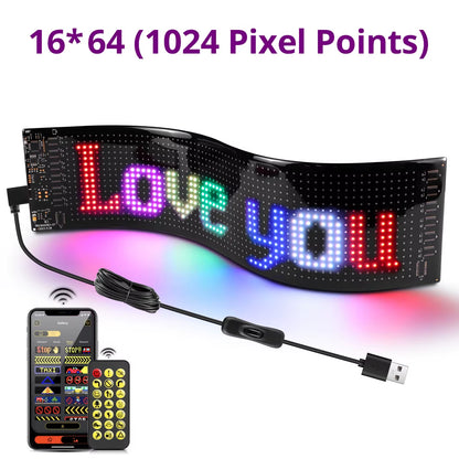 LED Matrix Pixel Screen Panel USB 5V Addressable Scrolling Sign LED Display Bluetooth DIY RGB Pattern Graffiti Text for Car Shop