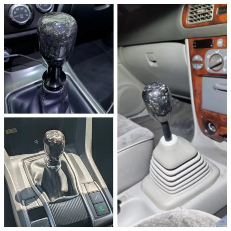 -Car Gear Shift Knob Forged Pattern Carbon Fiber Manual Transmission Shift Head for Most Car Decorations Accessories