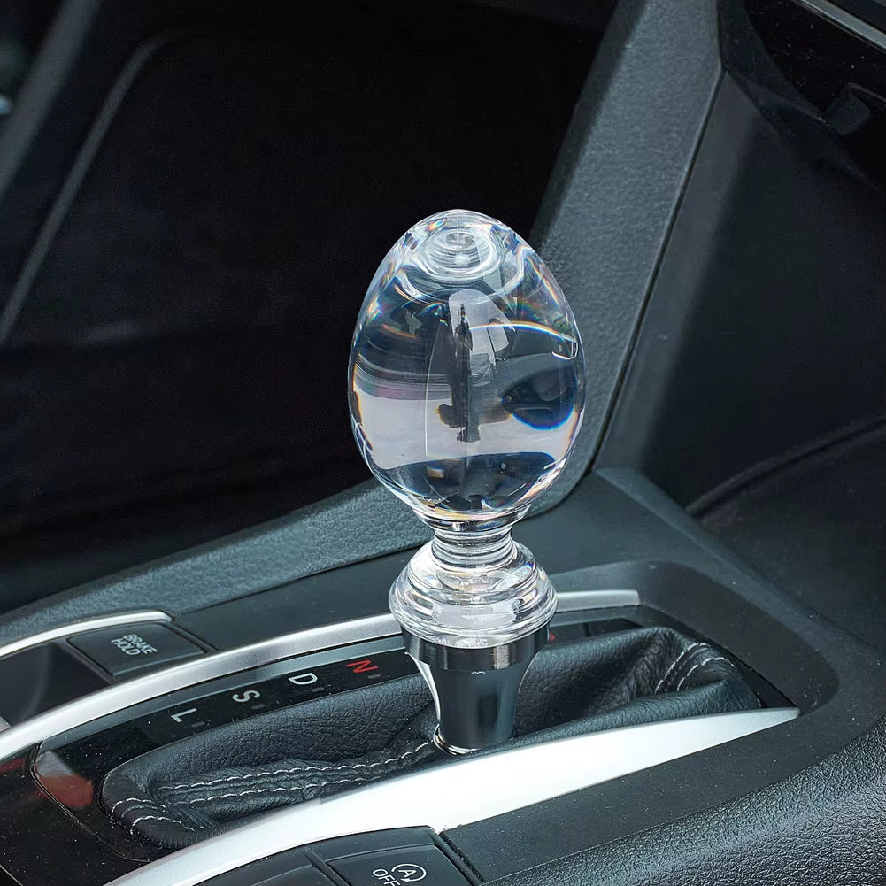 Transparent Acrylic Diamond Shape Gear Shift Knob Auto Lever Shifter Gear Knob Handle Fit MT Manual at Automatic Trans Car