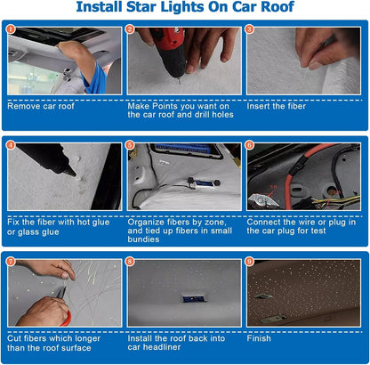 Twinkle 10W Fiber Optic Light Star Ceiling Kit, Mixed 380Pcs 9.8Ft Starlight Headliner Music Mode App/Remote Control for Car Home Roof Ceiling 0.5Mm+0.75Mm+1Mm Fiber Optic Cable