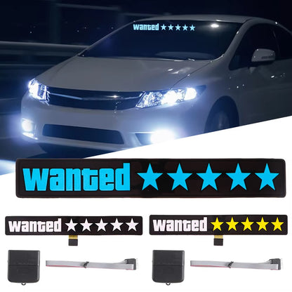 Windshield Electric Wanted 5 Star Car Window Sticker Auto Moto Safety Sign Decals Decoration LED Lights for Vehicle Sticker