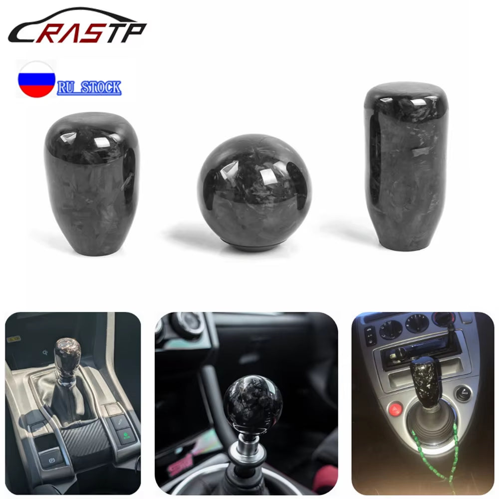 -Car Gear Shift Knob Forged Pattern Carbon Fiber Manual Transmission Shift Head for Most Car Decorations Accessories